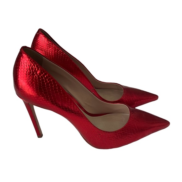 SCHUTZ Shoes - SCHUTZ Metallic Cherry Red High Heel Pumps with Pointed Toe. Size 10